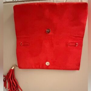 Red/Orange Faux Suede Clutch w/ Tassel | Statement Evening Bag | NWOT